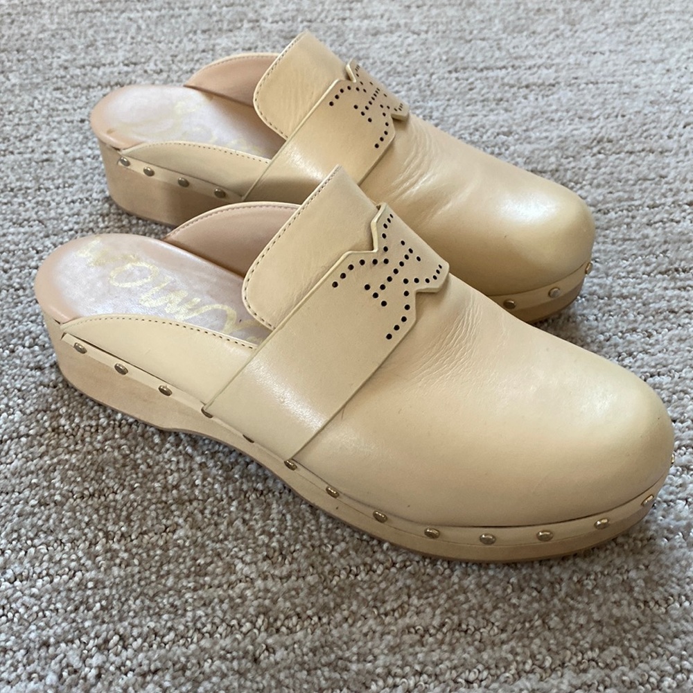 Sam Edelman Heidi clogs, leather and light wooden sole. Sz 7.